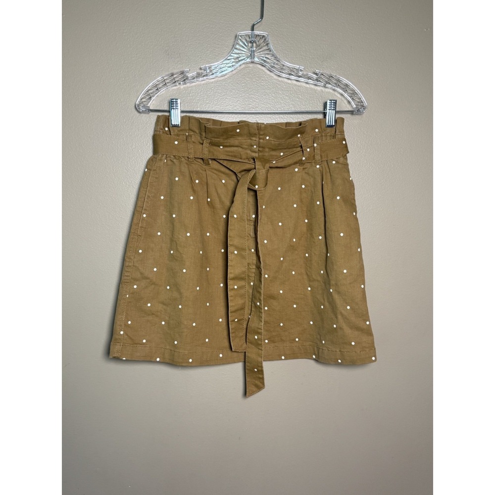 NWT Blu Pepper Tan Polka Dot Paperbag Waist Mini Skirt Tan Brown Size M CR1028